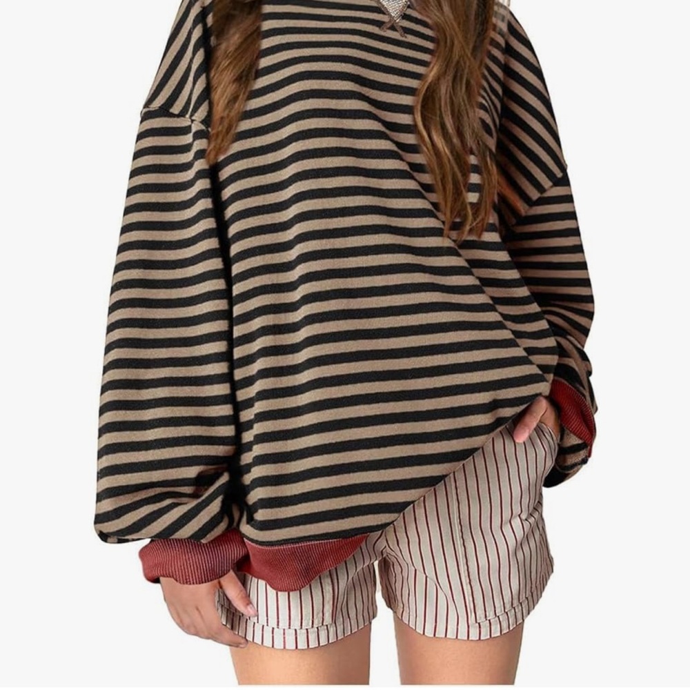 Striped Pullover Tops Casual Oversized Long Sleeve XL FASHION CLOTHING - Picture 4 of 15